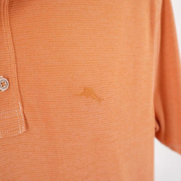 Tommy Bahama Large Orange Polo Shirt‎ Tencel Polyester Short Sleeve - Picture 2 of 13